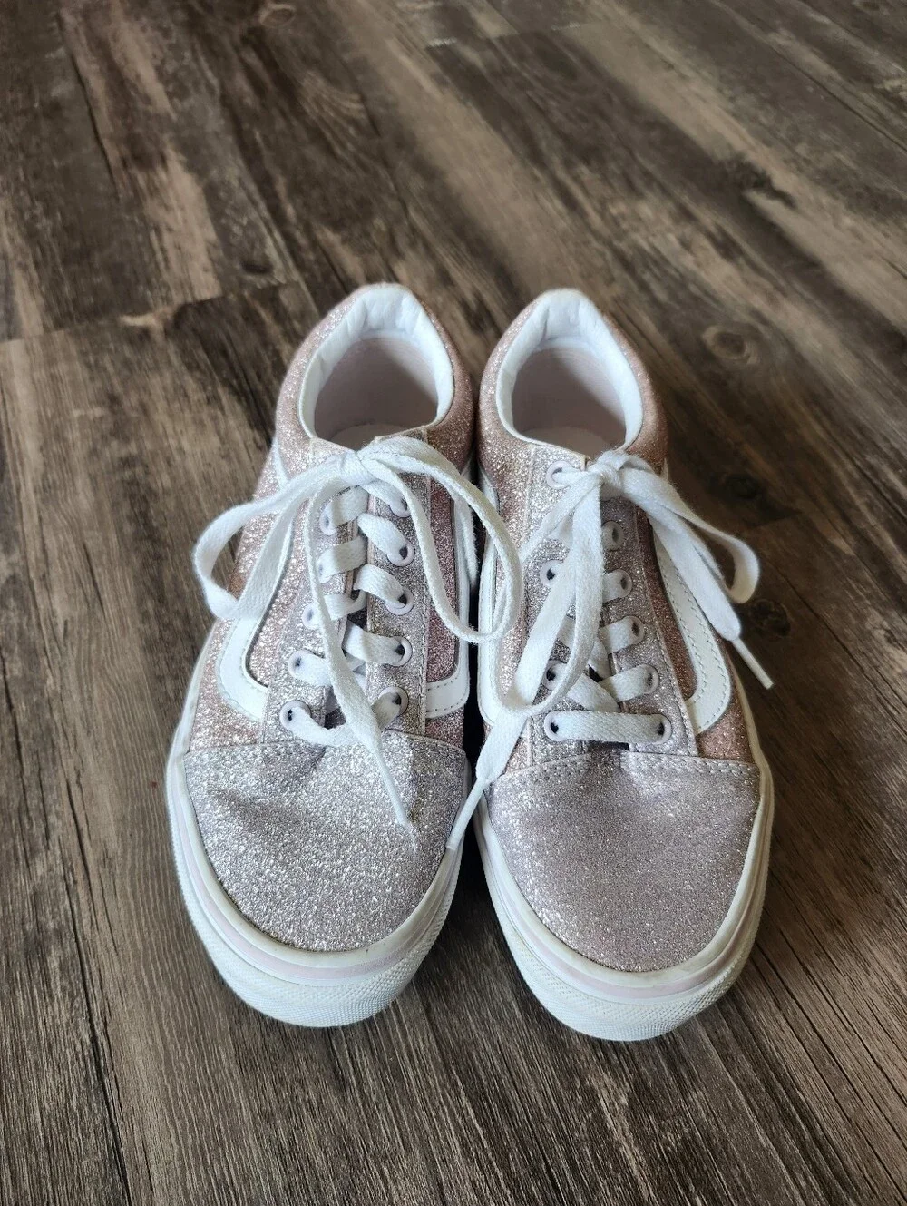 Vans Old Skool Two Toned Glitter Sparkle Pink Low Top Skate Sneakers